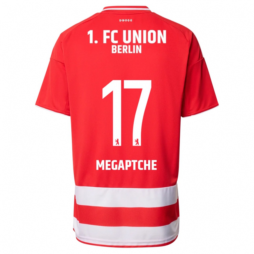 גברים Yann Megaptche #17 אדום לבן ג'רזי ביתית 2025/26 חולצה קצרה