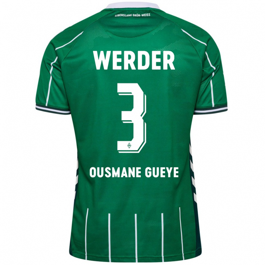 גברים Papa Ousmane Gueye #3 ירוק לבן ג'רזי ביתית 2025/26 חולצה קצרה
