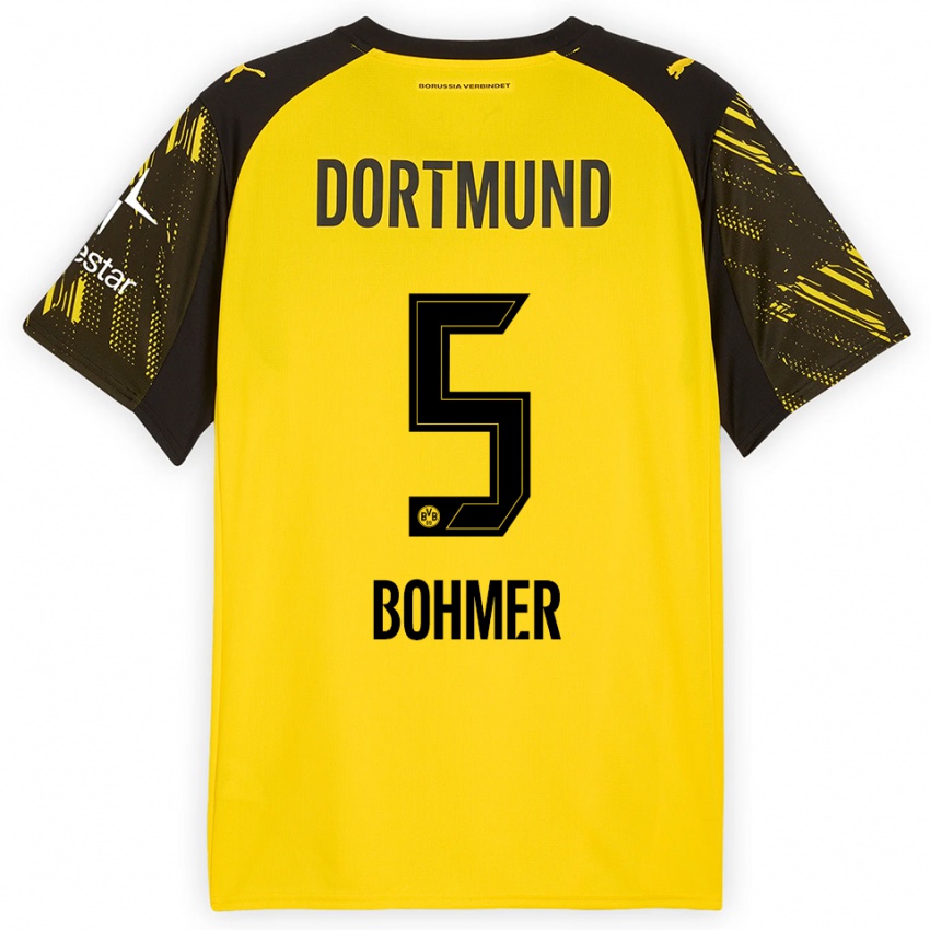 גברים טים בומר #5 צהוב שחור ג'רזי ביתית 2025/26 חולצה קצרה