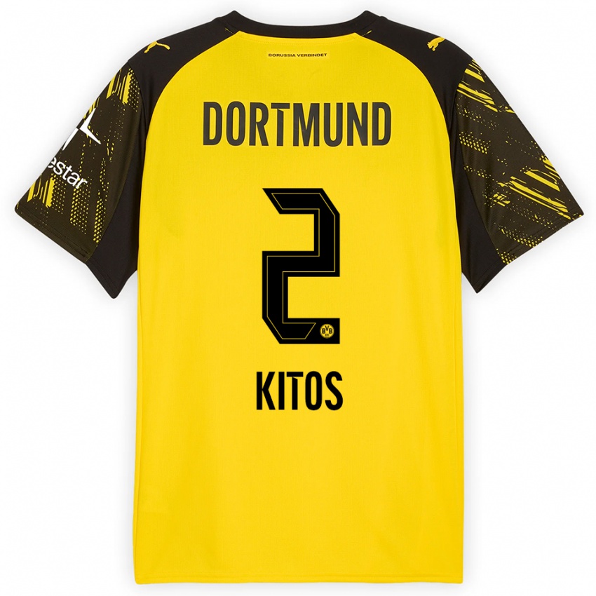 גברים Anastasios Kitos #2 צהוב שחור ג'רזי ביתית 2025/26 חולצה קצרה