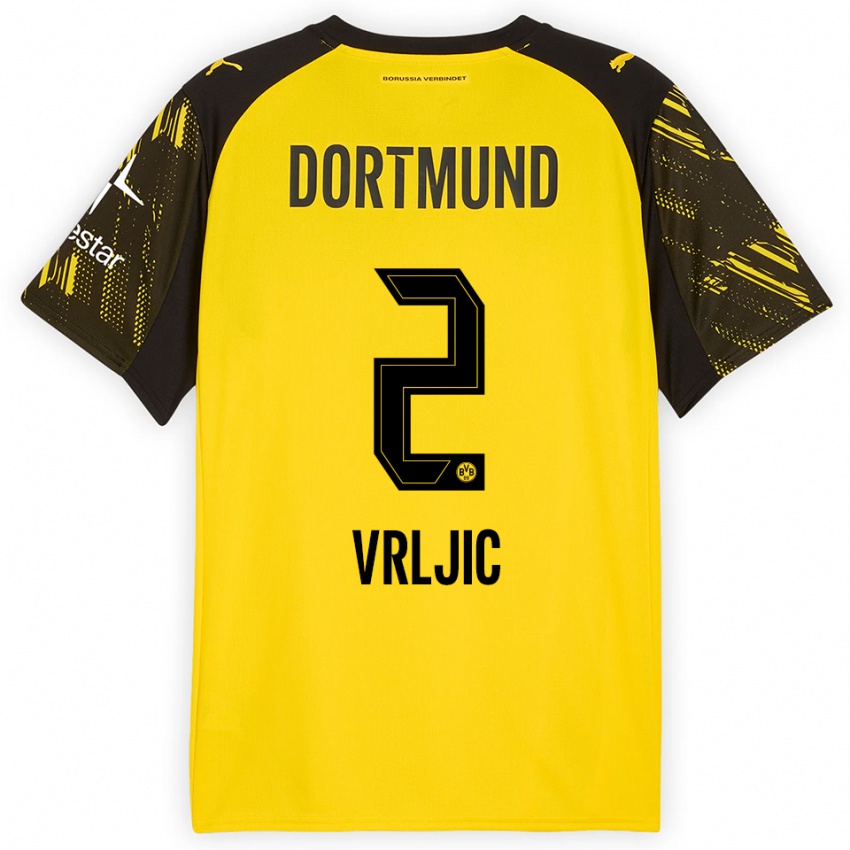 גברים דניאל ורליץ׳ #2 צהוב שחור ג'רזי ביתית 2025/26 חולצה קצרה