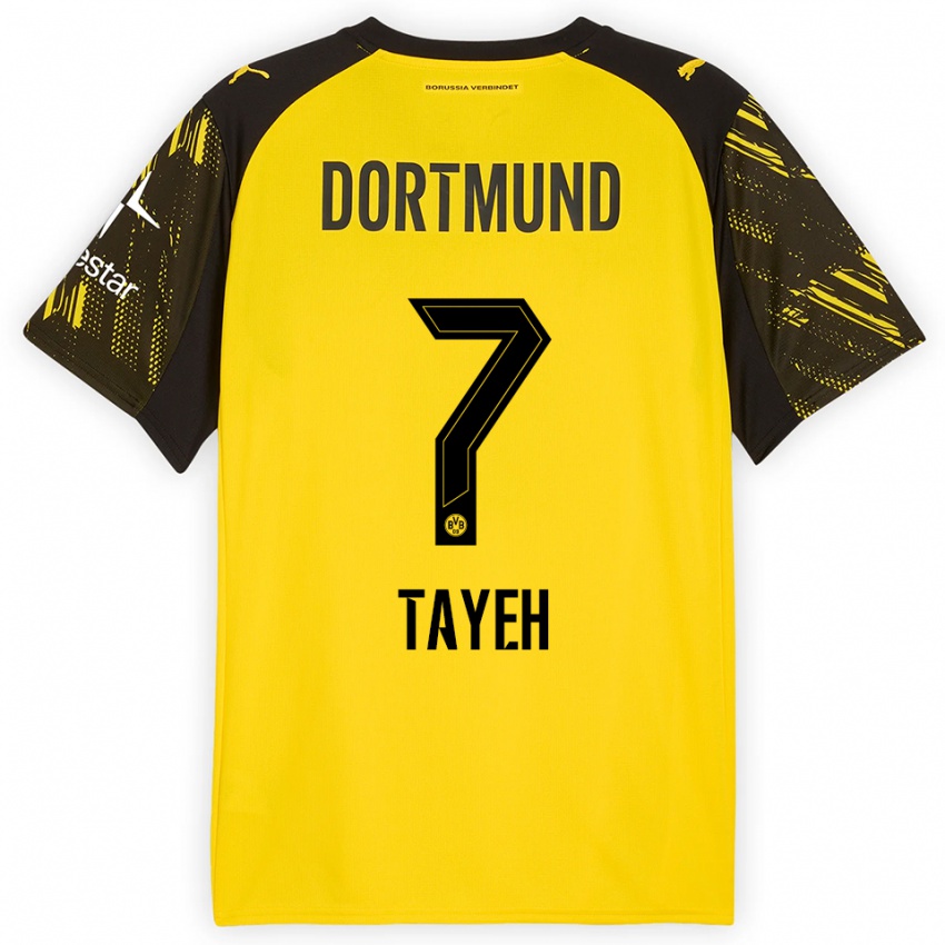 גברים מרה אבו טאייה #7 צהוב שחור ג'רזי ביתית 2025/26 חולצה קצרה