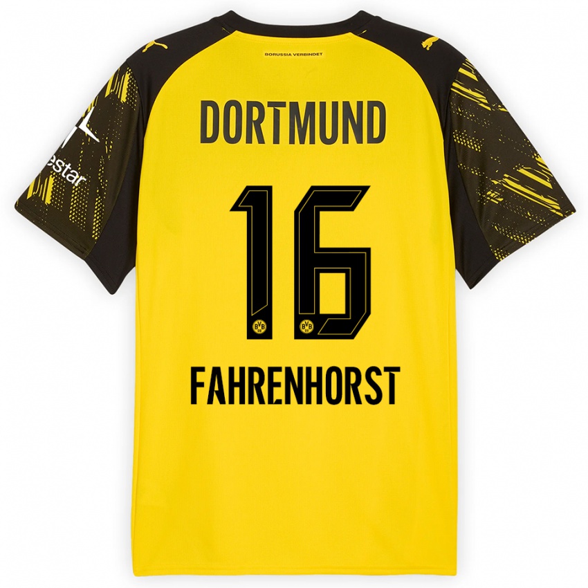 גברים Luke Fahrenhorst #16 צהוב שחור ג'רזי ביתית 2025/26 חולצה קצרה
