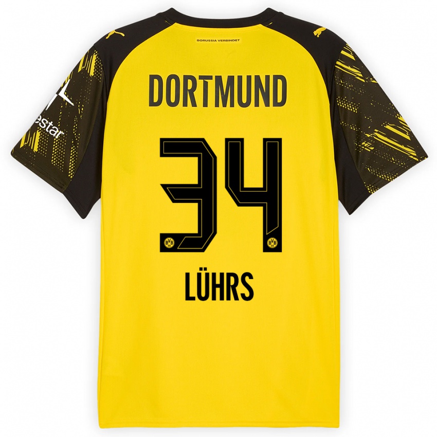 גברים יאניק לוהרס #34 צהוב שחור ג'רזי ביתית 2025/26 חולצה קצרה