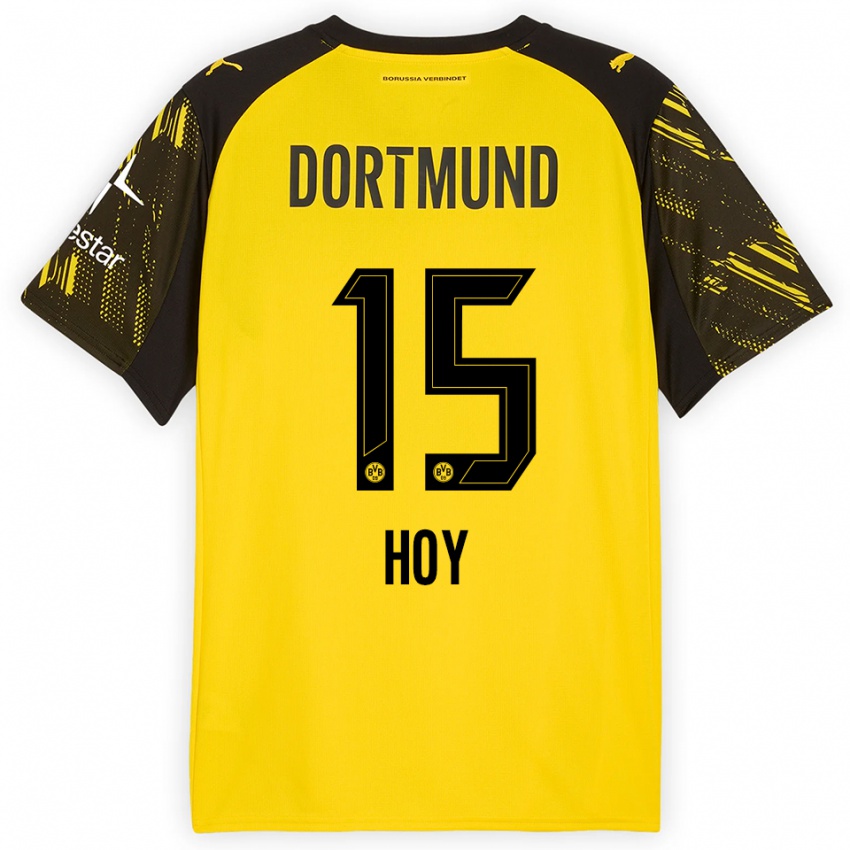 גברים ג'סטין הוי #15 צהוב שחור ג'רזי ביתית 2025/26 חולצה קצרה