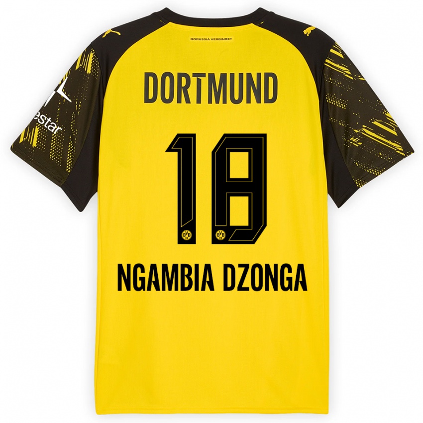 גברים דייגו נגמביה דזונגה #18 צהוב שחור ג'רזי ביתית 2025/26 חולצה קצרה