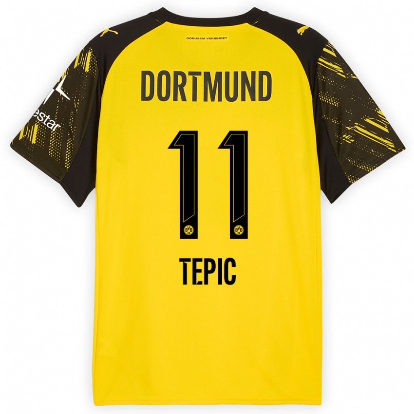 גברים Lyon Tepic #11 צהוב שחור ג'רזי ביתית 2025/26 חולצה קצרה