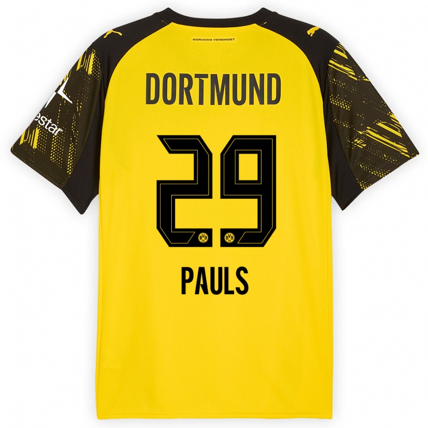גברים Emilia Pauls #29 צהוב שחור ג'רזי ביתית 2025/26 חולצה קצרה
