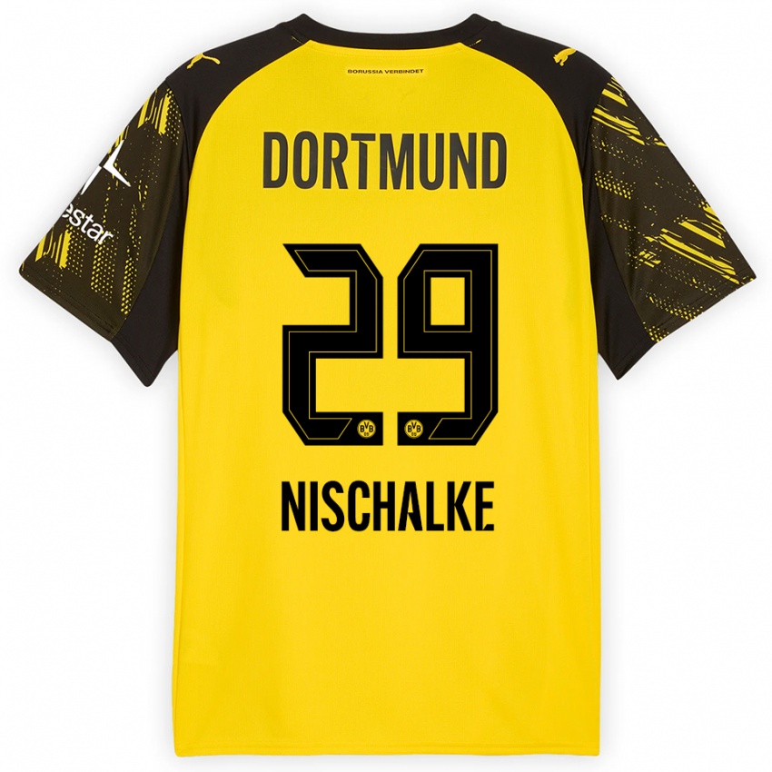 גברים ג׳רמיין ניז'אלקה #29 צהוב שחור ג'רזי ביתית 2025/26 חולצה קצרה