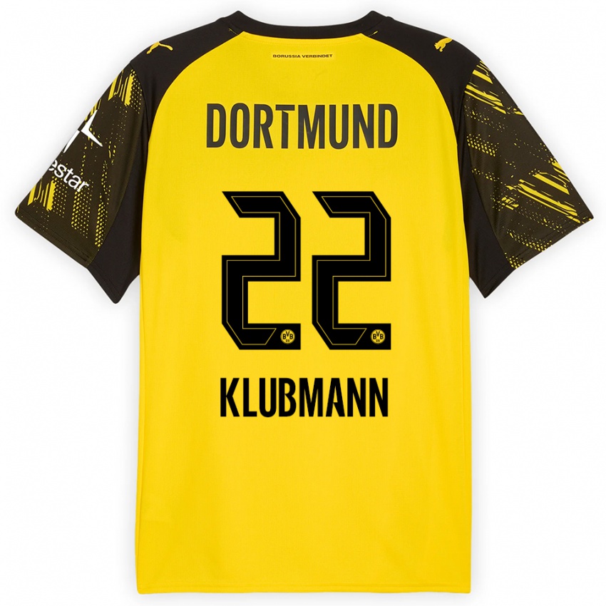 גברים לאון קלובמן #22 צהוב שחור ג'רזי ביתית 2025/26 חולצה קצרה