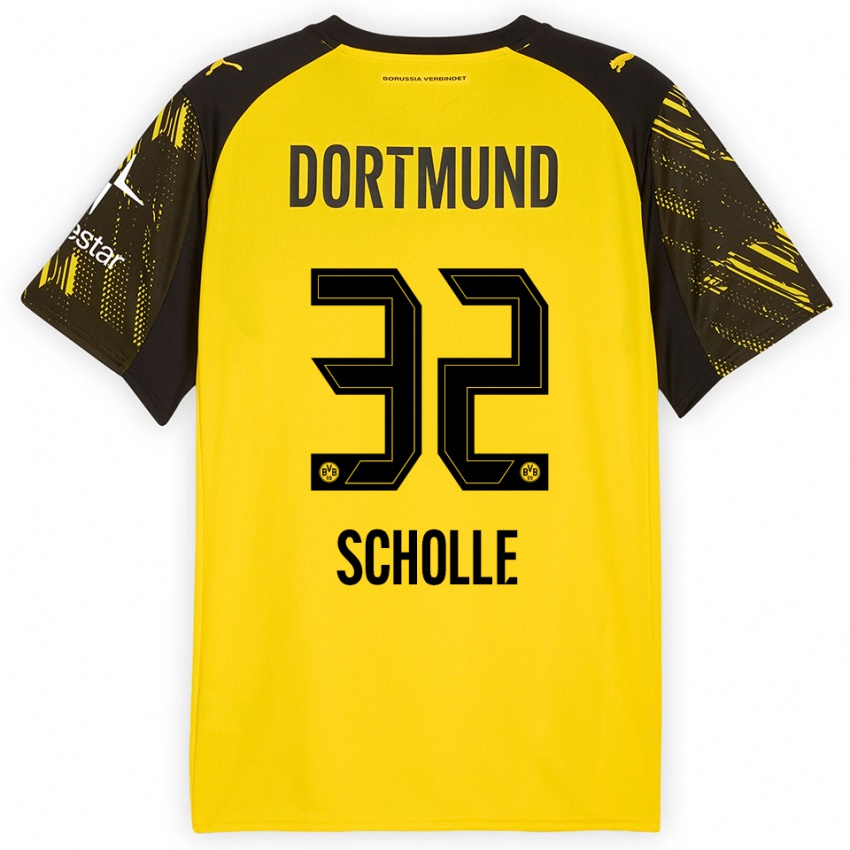 גברים מיה שולה #32 צהוב שחור ג'רזי ביתית 2025/26 חולצה קצרה