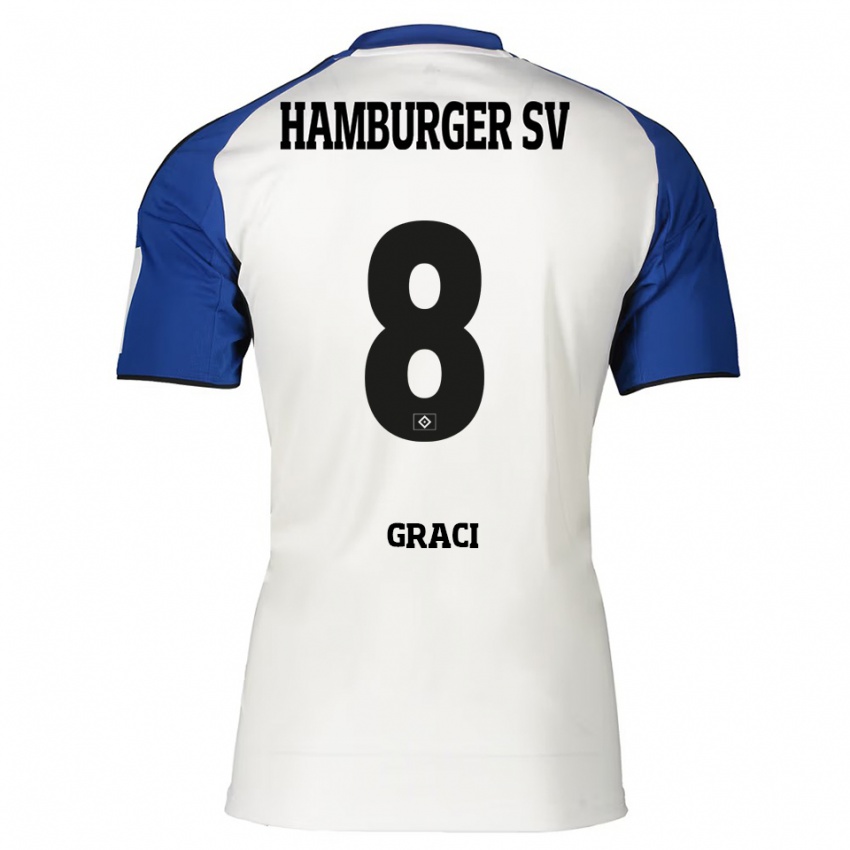 גברים Massimo Graci #8 לבן כחול ג'רזי ביתית 2025/26 חולצה קצרה