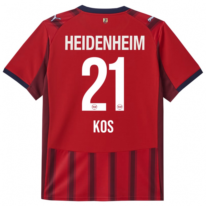 גברים Maximilian Kos #21 אדום נייבי ג'רזי ביתית 2025/26 חולצה קצרה