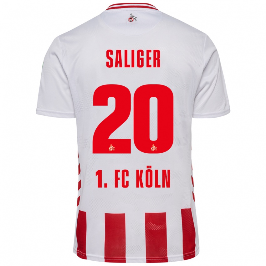 גברים Jonas Saliger #20 לבן אדום ג'רזי ביתית 2025/26 חולצה קצרה