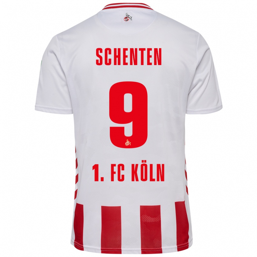 גברים Fynn Schenten #9 לבן אדום ג'רזי ביתית 2025/26 חולצה קצרה