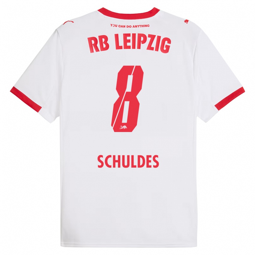 גברים ג׳יימי שולדס #8 לבן אדום ג'רזי ביתית 2025/26 חולצה קצרה