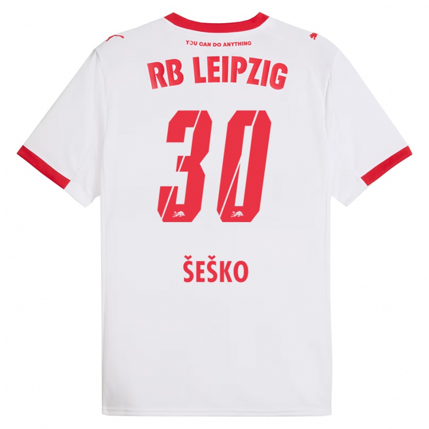 גברים בנימין ששקו #30 לבן אדום ג'רזי ביתית 2025/26 חולצה קצרה