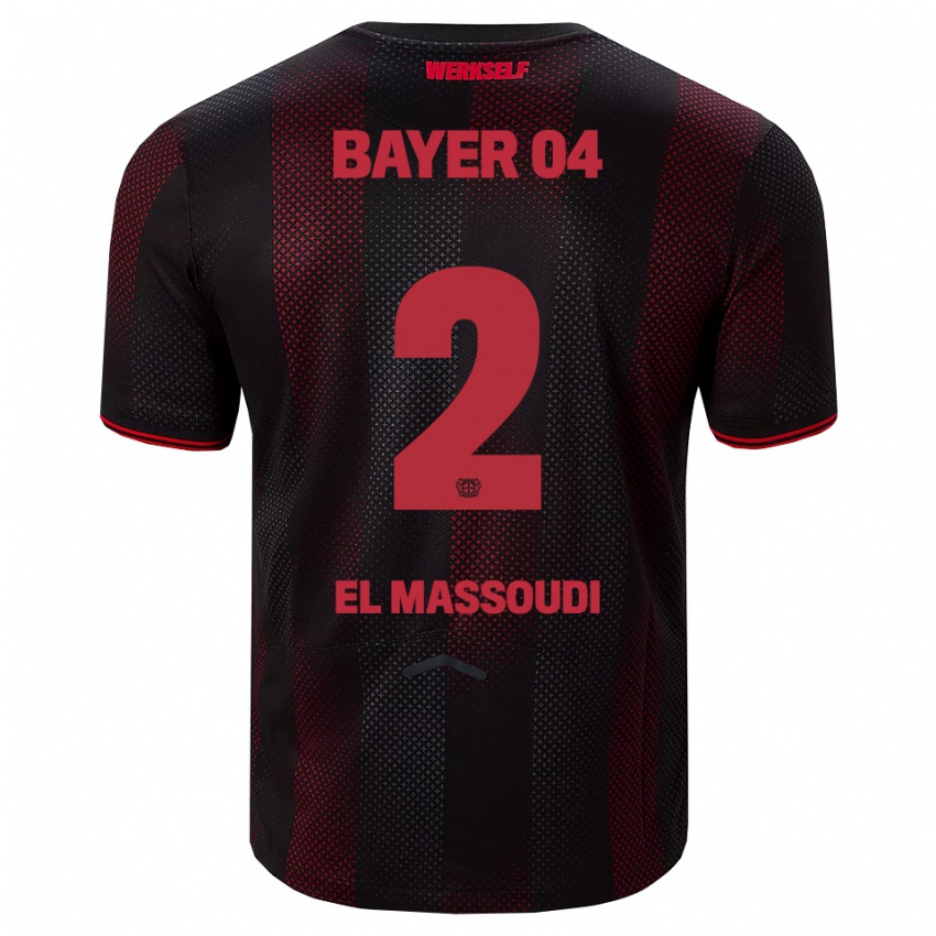 גברים Nassim El Massoudi #2 שחור אדום ג'רזי ביתית 2025/26 חולצה קצרה