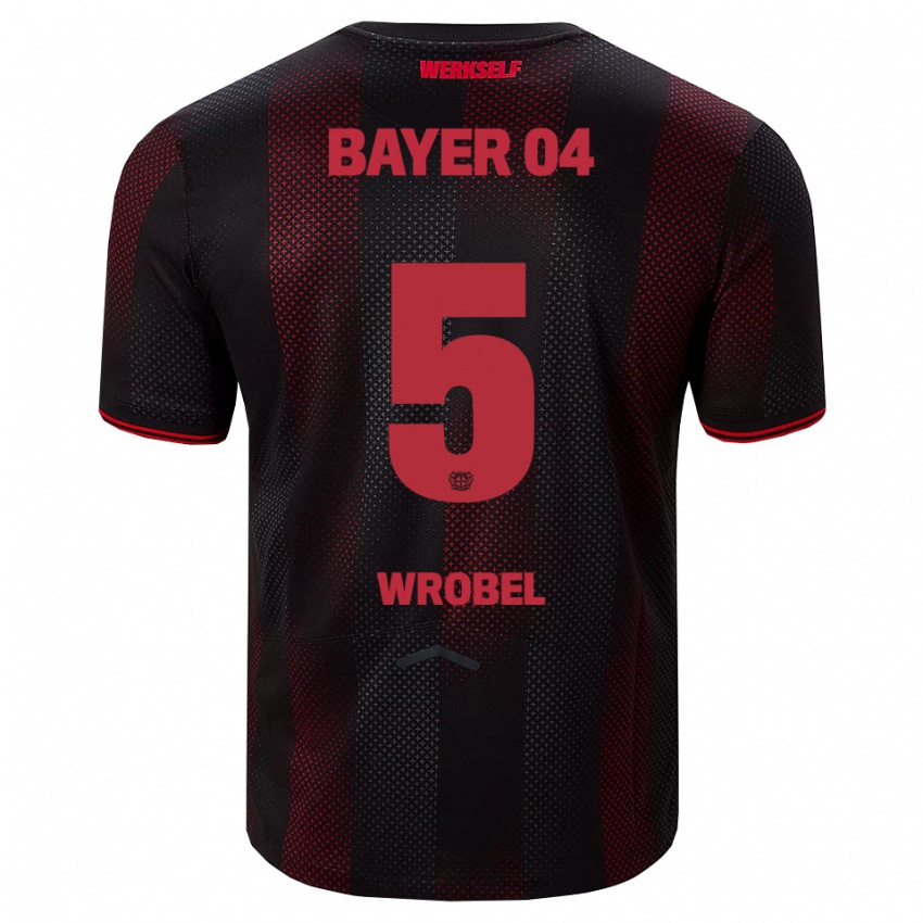 גברים Max Wrobel #5 שחור אדום ג'רזי ביתית 2025/26 חולצה קצרה