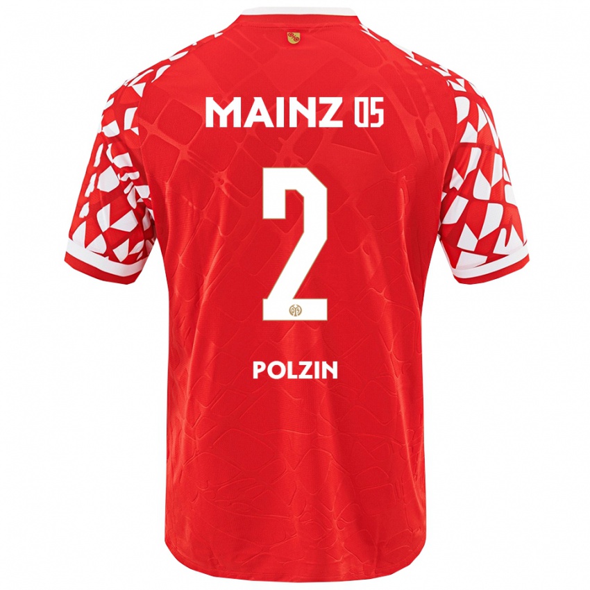 גברים Maximilian Polzin #2 אדום לבן ג'רזי ביתית 2025/26 חולצה קצרה