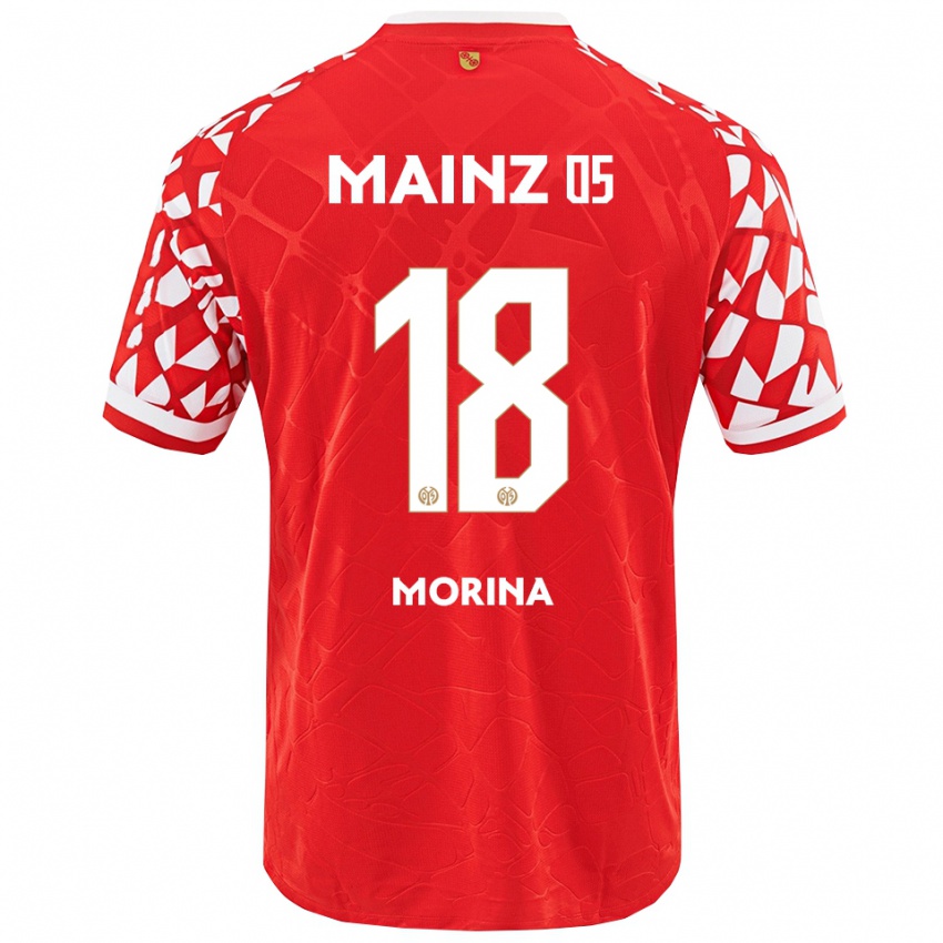 גברים Genti Morina #18 אדום לבן ג'רזי ביתית 2025/26 חולצה קצרה