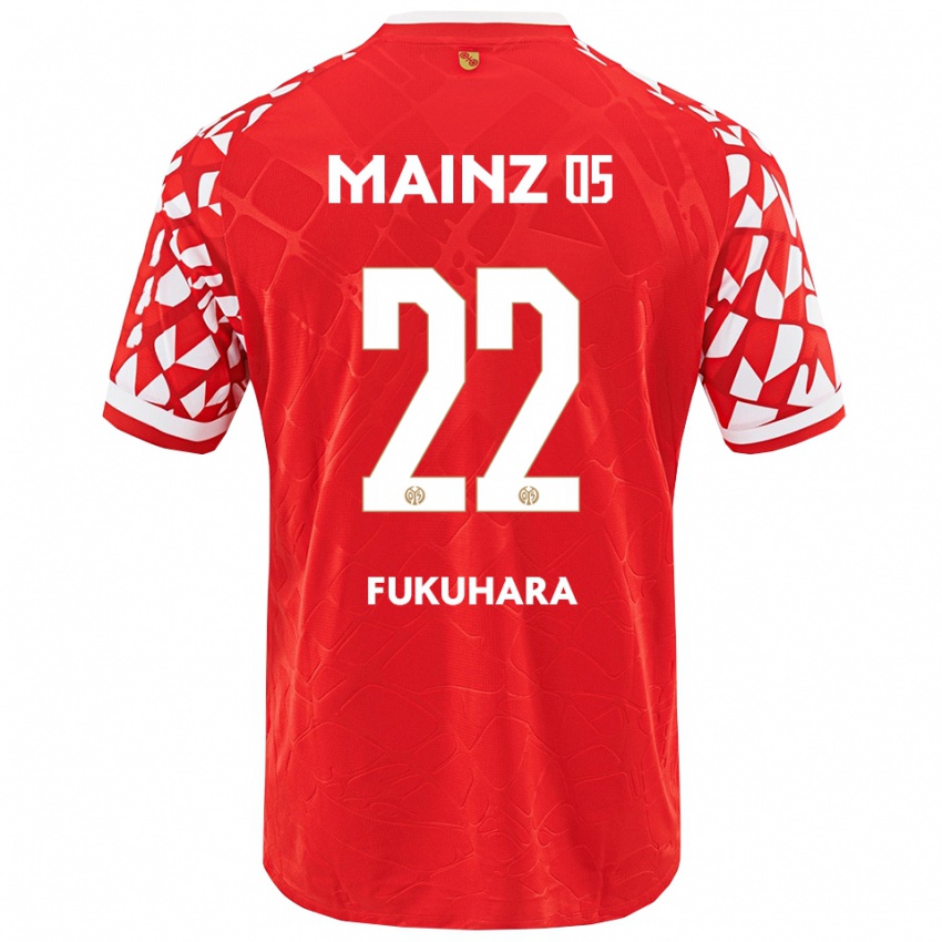 גברים Yuuka Fukuhara #22 אדום לבן ג'רזי ביתית 2025/26 חולצה קצרה
