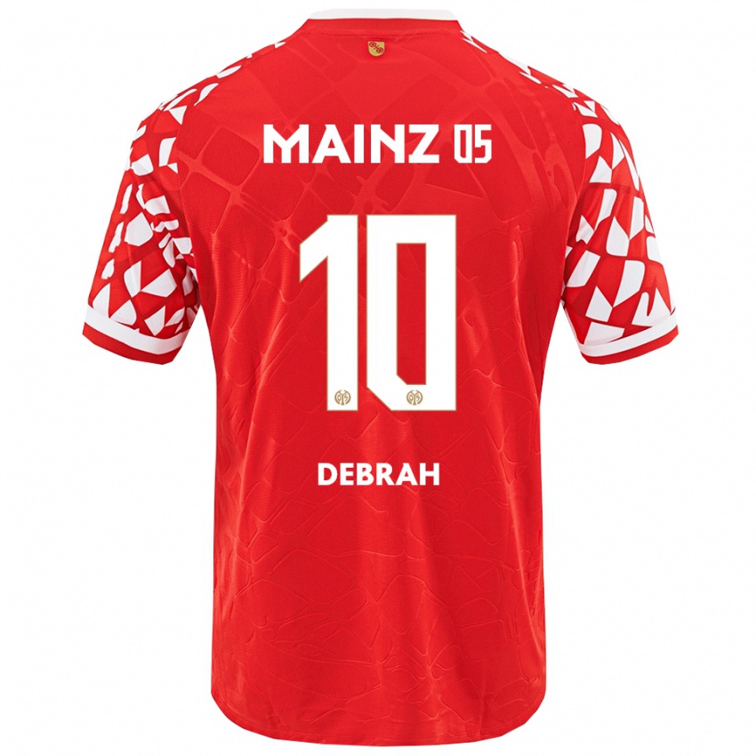 גברים Jeremiah Debrah #10 אדום לבן ג'רזי ביתית 2025/26 חולצה קצרה