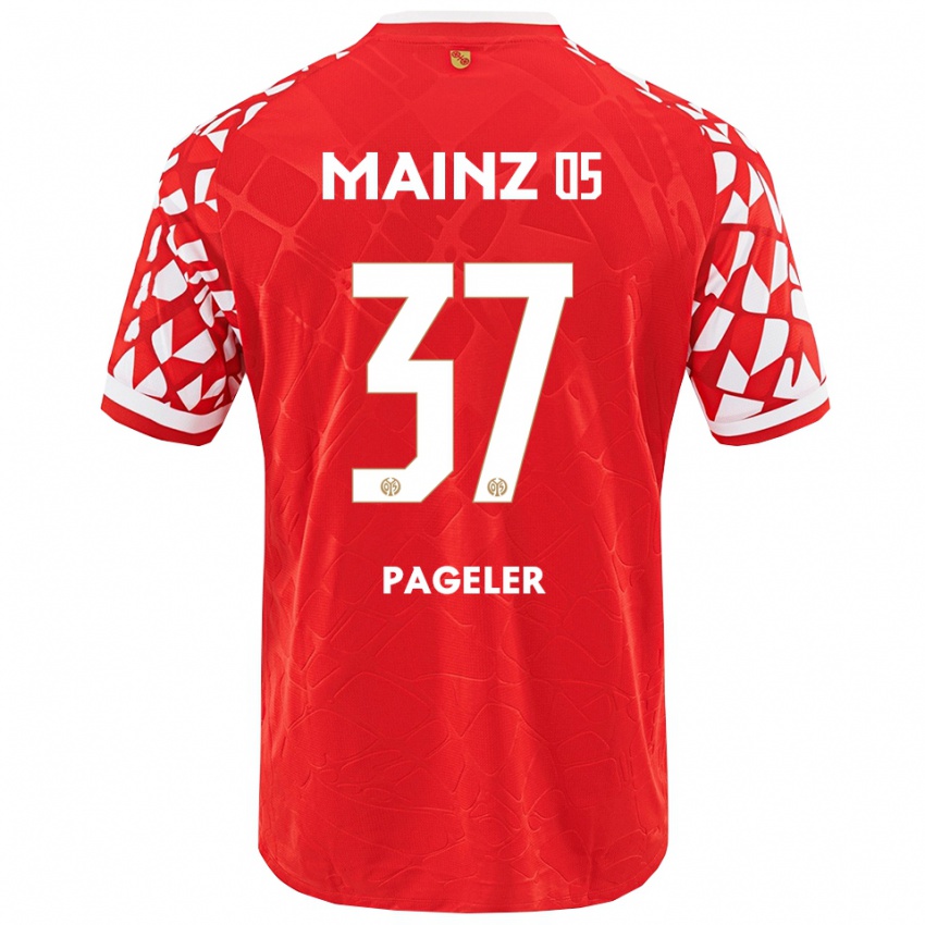 גברים מאיה פאגלר #37 אדום לבן ג'רזי ביתית 2025/26 חולצה קצרה