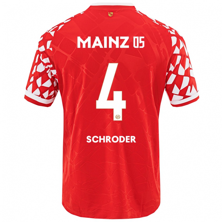 גברים Lara Schröder #4 אדום לבן ג'רזי ביתית 2025/26 חולצה קצרה