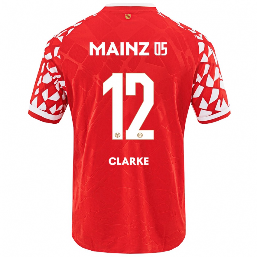 גברים Sarah Clarke #12 אדום לבן ג'רזי ביתית 2025/26 חולצה קצרה