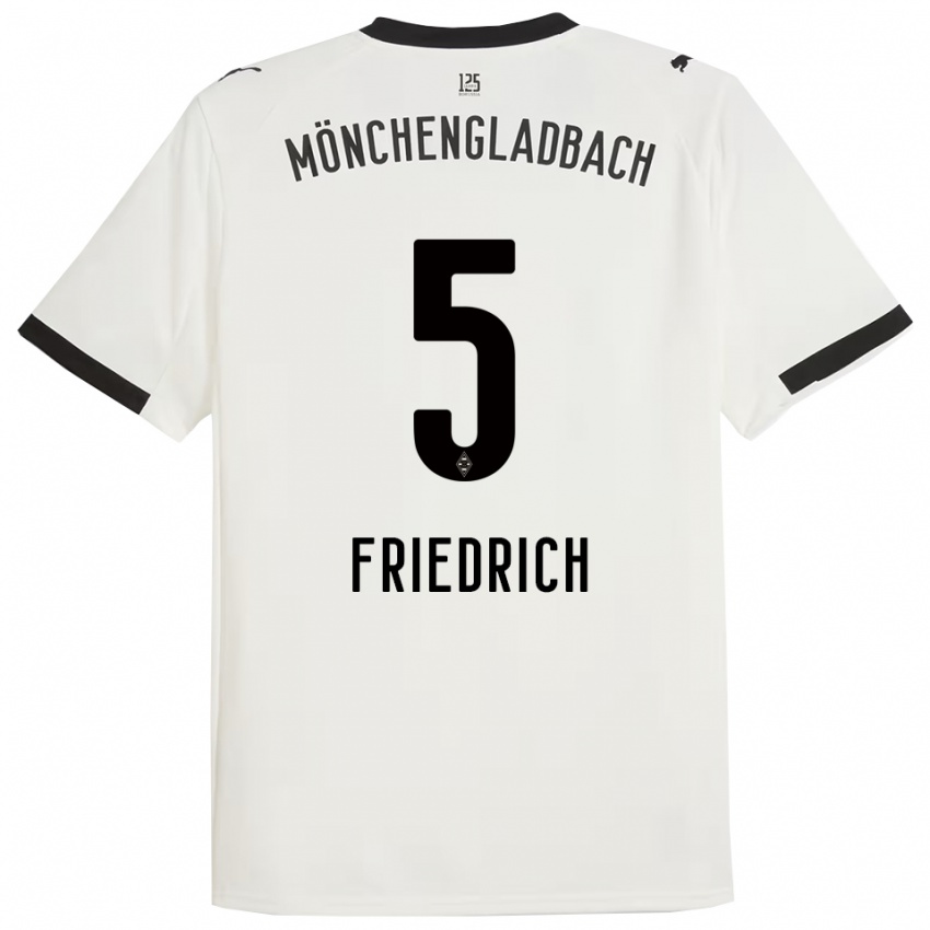 גברים מרווין פרידריך #5 לבן שחור ג'רזי ביתית 2025/26 חולצה קצרה