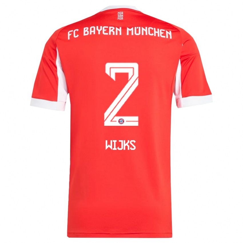 גברים Chivano Wijks #2 אדום לבן ג'רזי ביתית 2025/26 חולצה קצרה