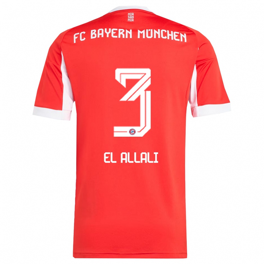 גברים Jonas El Allali #3 אדום לבן ג'רזי ביתית 2025/26 חולצה קצרה