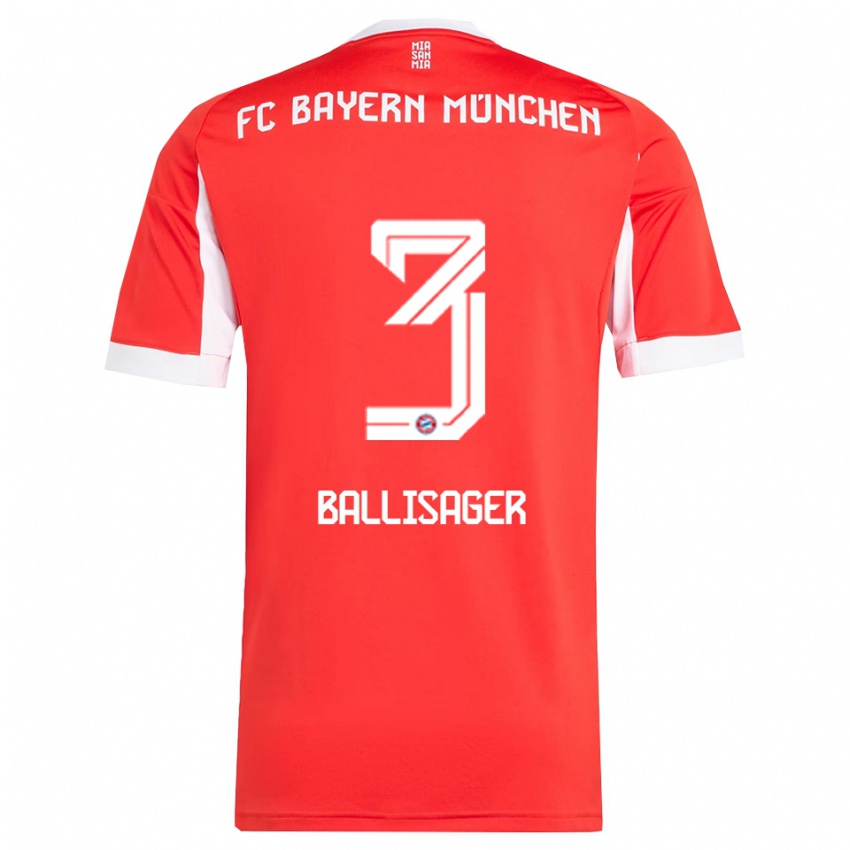 גברים Stine Ballisager #3 אדום לבן ג'רזי ביתית 2025/26 חולצה קצרה