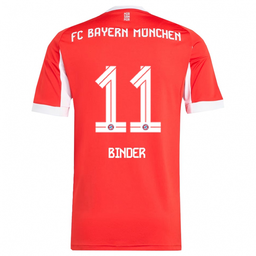 גברים Tim Binder #11 אדום לבן ג'רזי ביתית 2025/26 חולצה קצרה