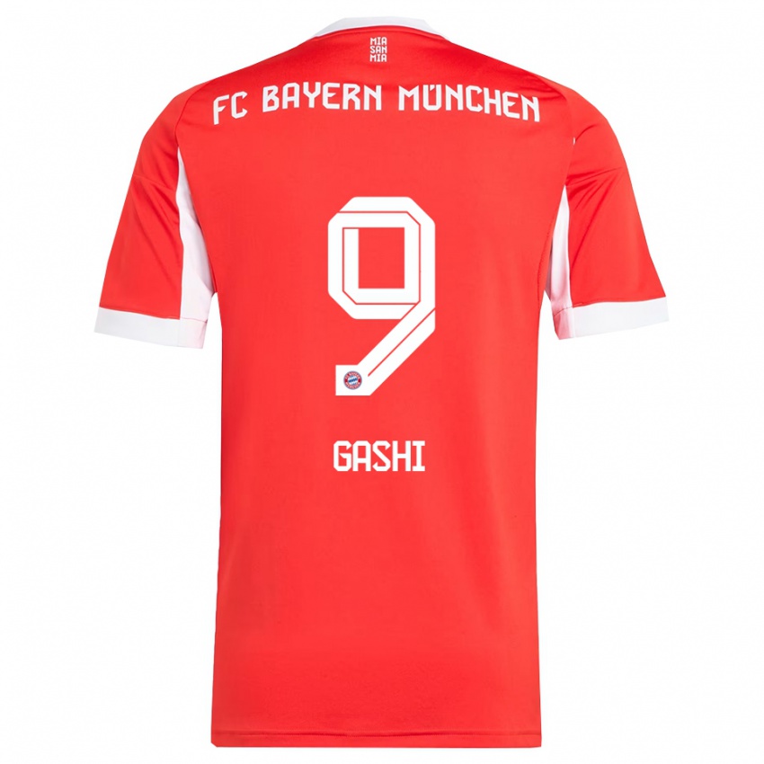 גברים Yll Gashi #9 אדום לבן ג'רזי ביתית 2025/26 חולצה קצרה