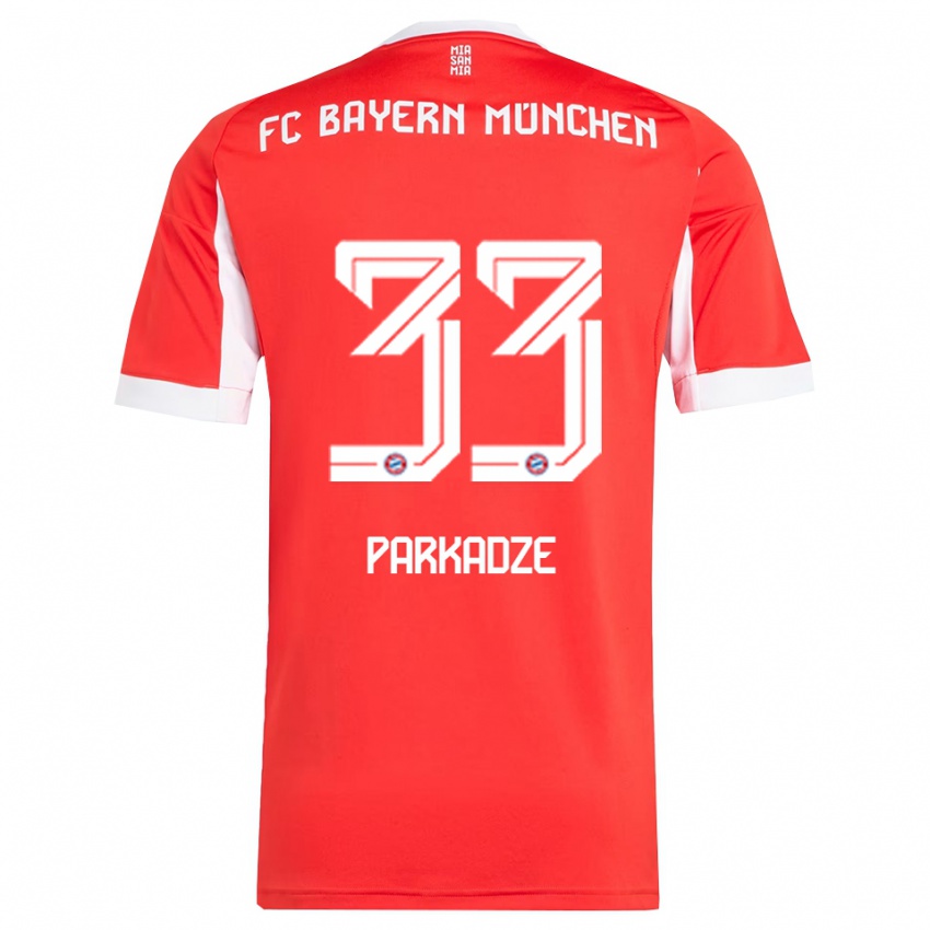 גברים Luka Parkadze #33 אדום לבן ג'רזי ביתית 2025/26 חולצה קצרה