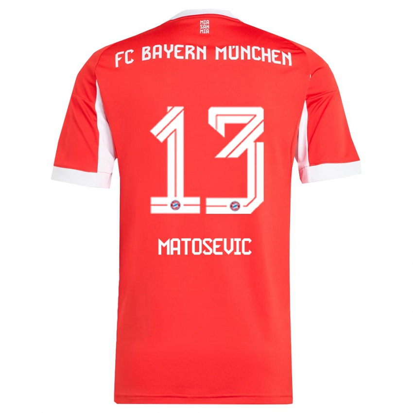 גברים מיכאל מאטוסביץ' #13 אדום לבן ג'רזי ביתית 2025/26 חולצה קצרה