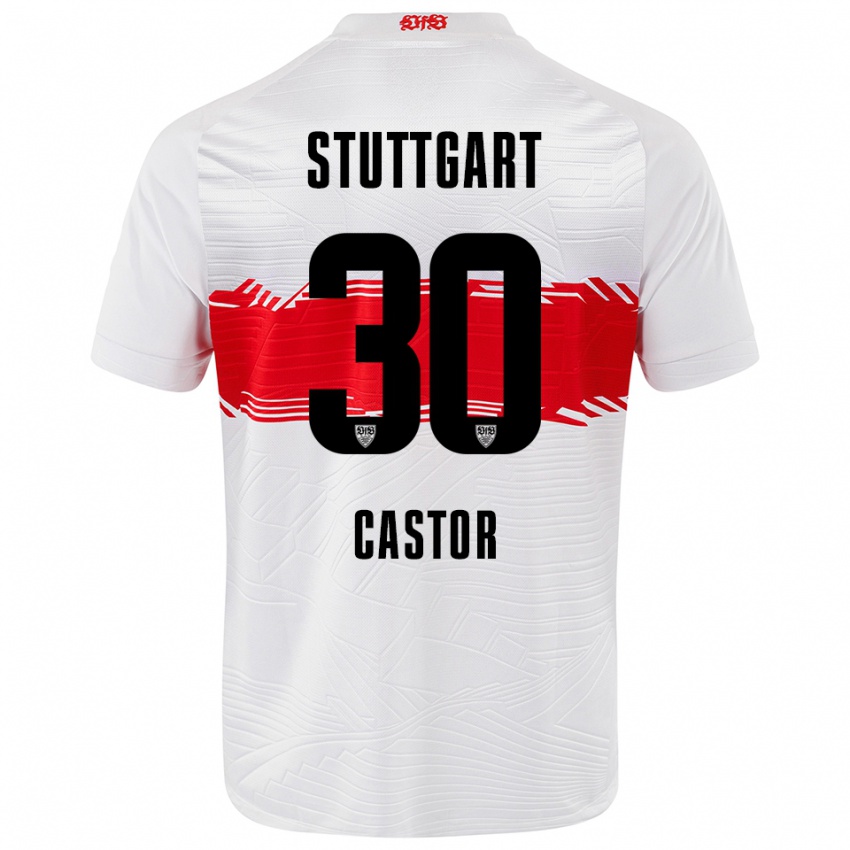 גברים Joy Castor #30 לבן אדום ג'רזי ביתית 2025/26 חולצה קצרה