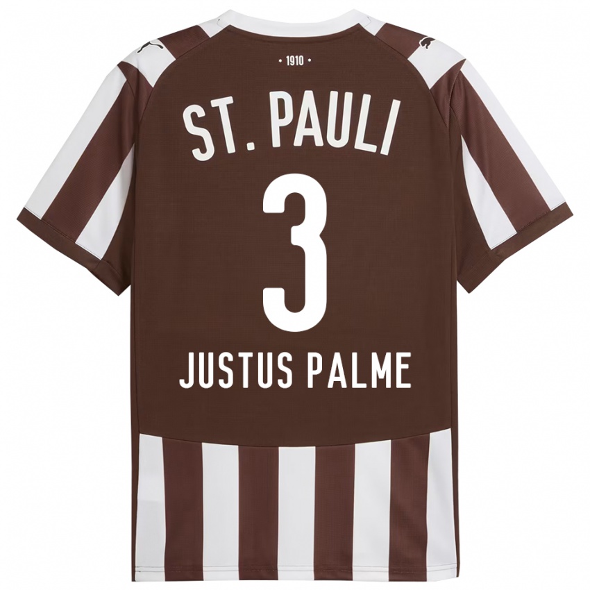 גברים Johannes Justus Palme #3 קפה לבן ג'רזי ביתית 2025/26 חולצה קצרה