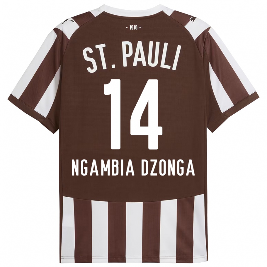 גברים Sisco Ngambia Dzonga #14 קפה לבן ג'רזי ביתית 2025/26 חולצה קצרה