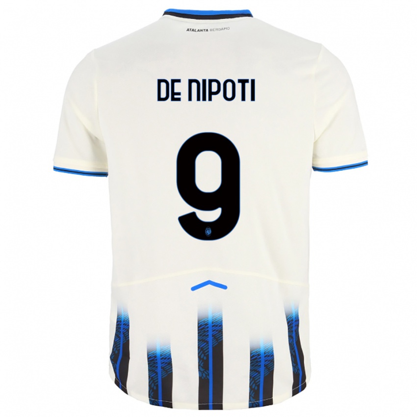 גברים Tommaso De Nipoti #9 לבן כחול הרחק ג'רזי 2025/26 חולצה קצרה