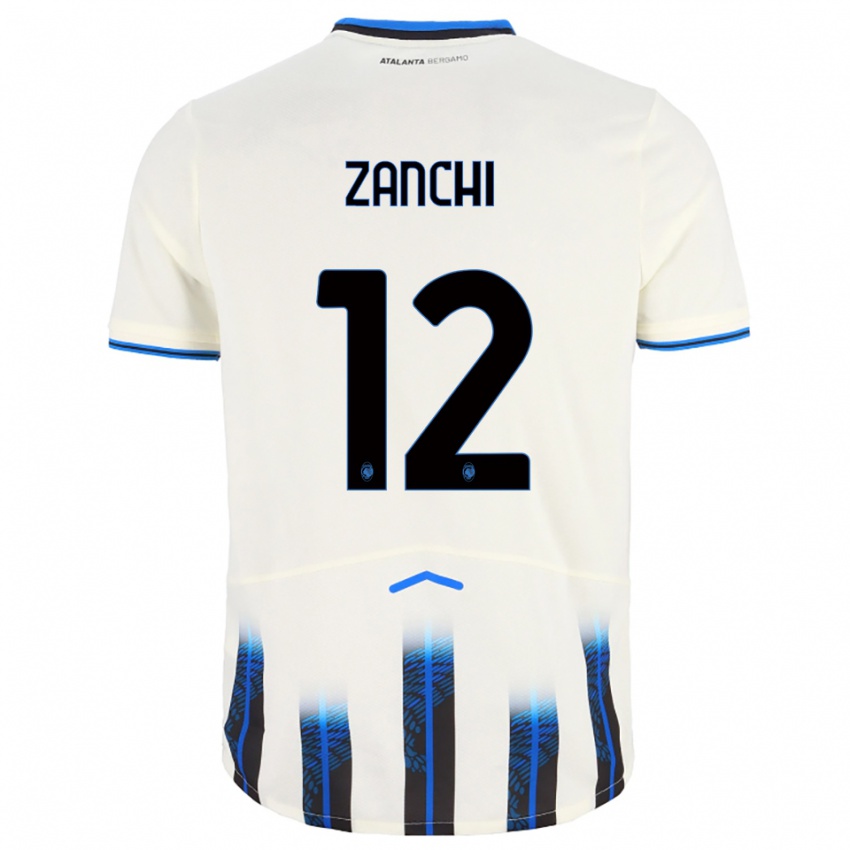 גברים Edoardo Zanchi #12 לבן כחול הרחק ג'רזי 2025/26 חולצה קצרה