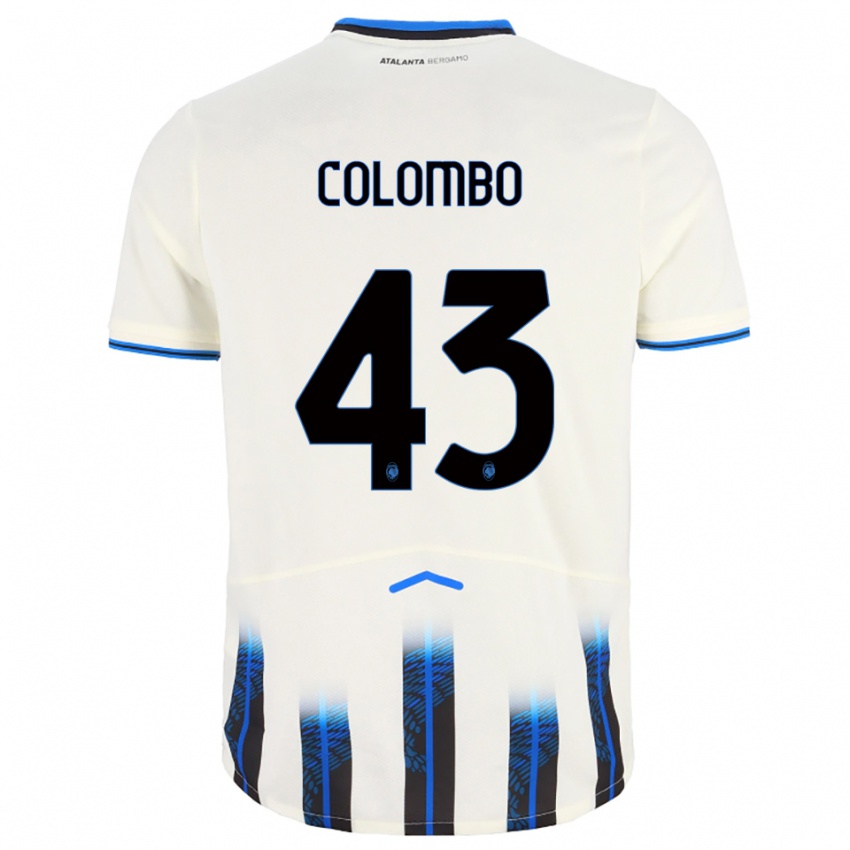 גברים Matteo Colombo #43 לבן כחול הרחק ג'רזי 2025/26 חולצה קצרה