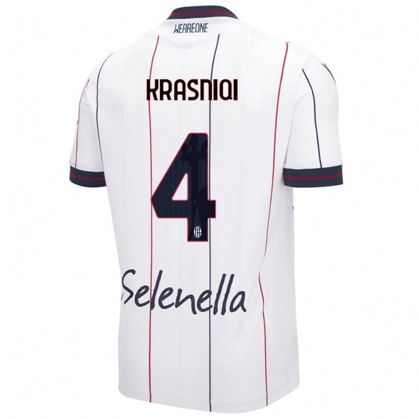 גברים Besalet Krasniqi #4 לבן כחול מלכותי הרחק ג'רזי 2025/26 חולצה קצרה