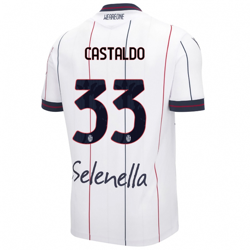 גברים Francesco Castaldo #33 לבן כחול מלכותי הרחק ג'רזי 2025/26 חולצה קצרה