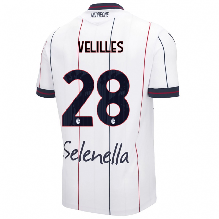 גברים Aarón Velilles #28 לבן כחול מלכותי הרחק ג'רזי 2025/26 חולצה קצרה