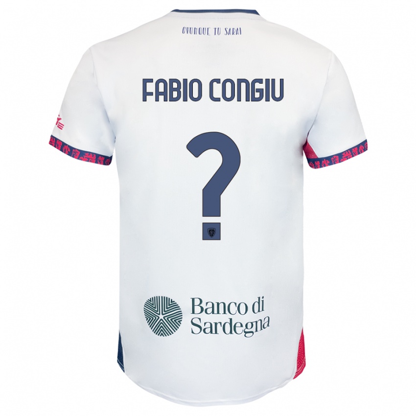 גברים Fabio Congiu #0 לבן נייבי אדום הרחק ג'רזי 2025/26 חולצה קצרה