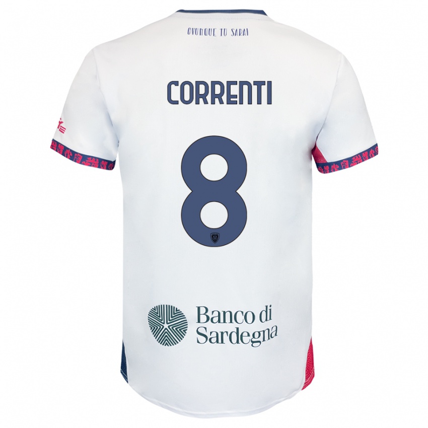 גברים Gabriele Correnti #8 לבן נייבי אדום הרחק ג'רזי 2025/26 חולצה קצרה