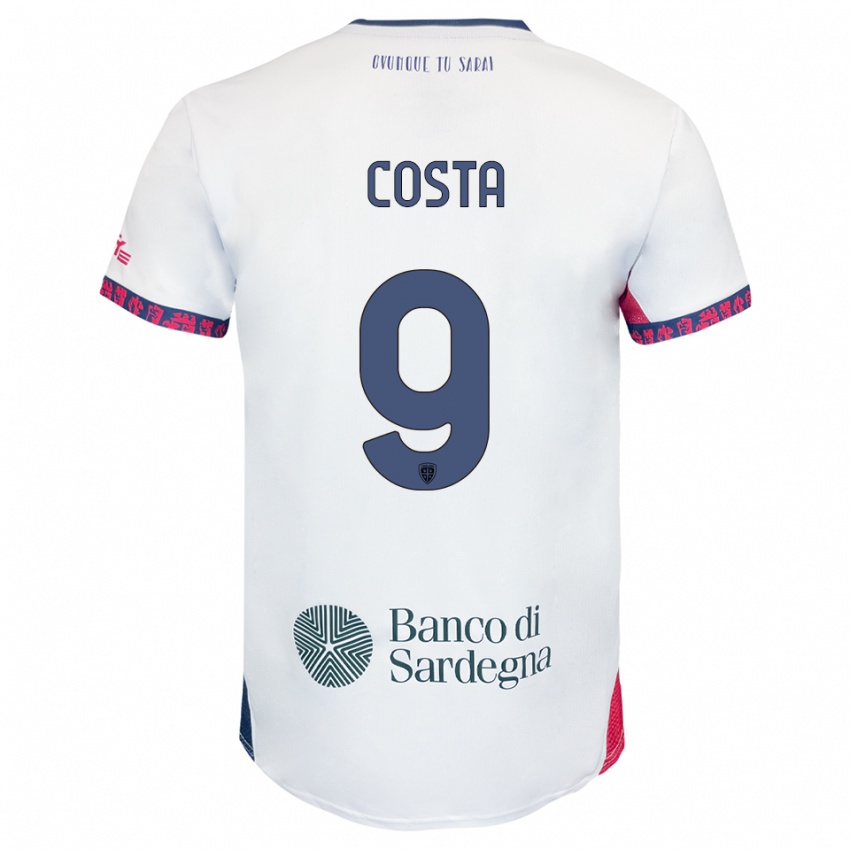 גברים Luca Costa #9 לבן נייבי אדום הרחק ג'רזי 2025/26 חולצה קצרה